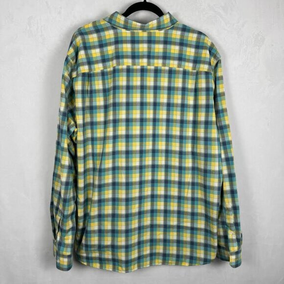 L.L. Bean Men's Long Sleeve Button Up Shirt, Green Yellow Plaid, Cotton, Size XL - Picture 5 of 10